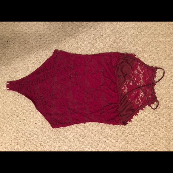 LA Hearts Red Lace Bodysuit - Picture 2 of 3